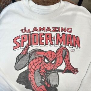 Hollister White Sweatshirt with Spider-Man Graphic